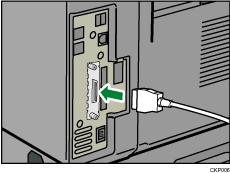 illustration of connecting the IEEE 1284 interface cable