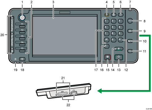 Control panel illustration numbered callout illustration